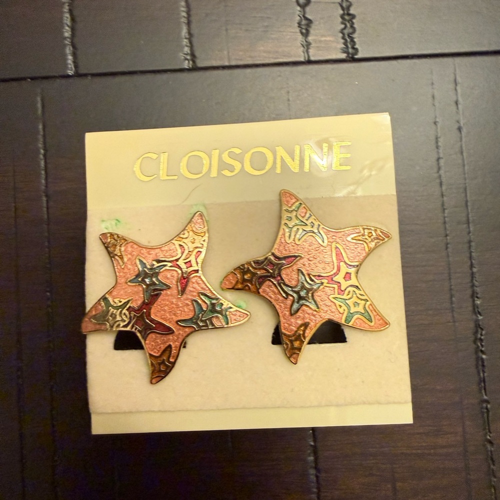 Cloisonne Starfish Earrings - Multicolor Design